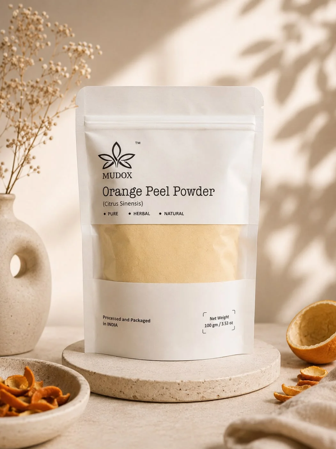 Pure Orange Peel Powder (Citrus Sinensis) – Natural Skin Brightening Face Pack (100g)
