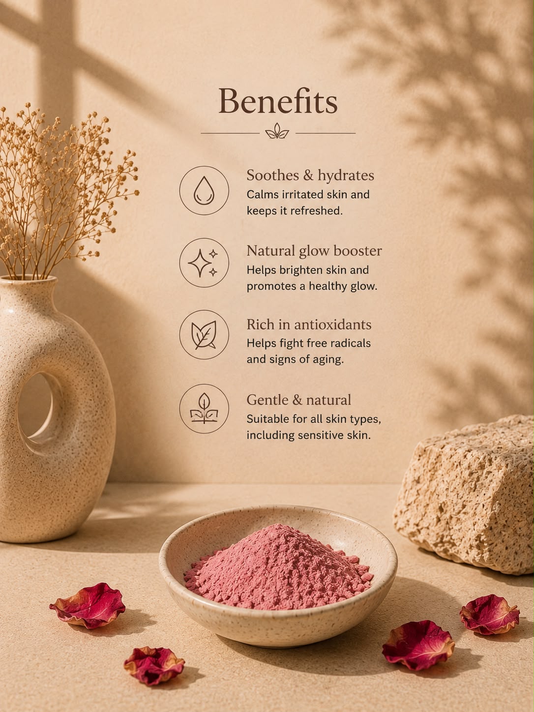 Pure Rose Petal Powder (Rosa Damascena) – Natural Floral Face Pack (100g)