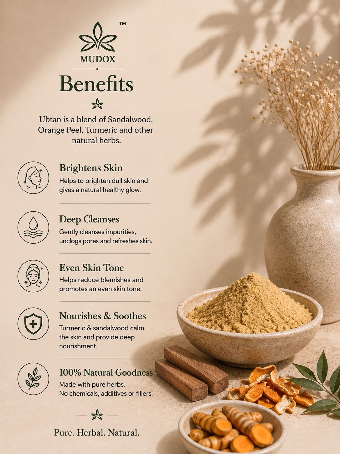 Sandalwood, Multani Mitti, Neem & Turmeric Powder (100g)